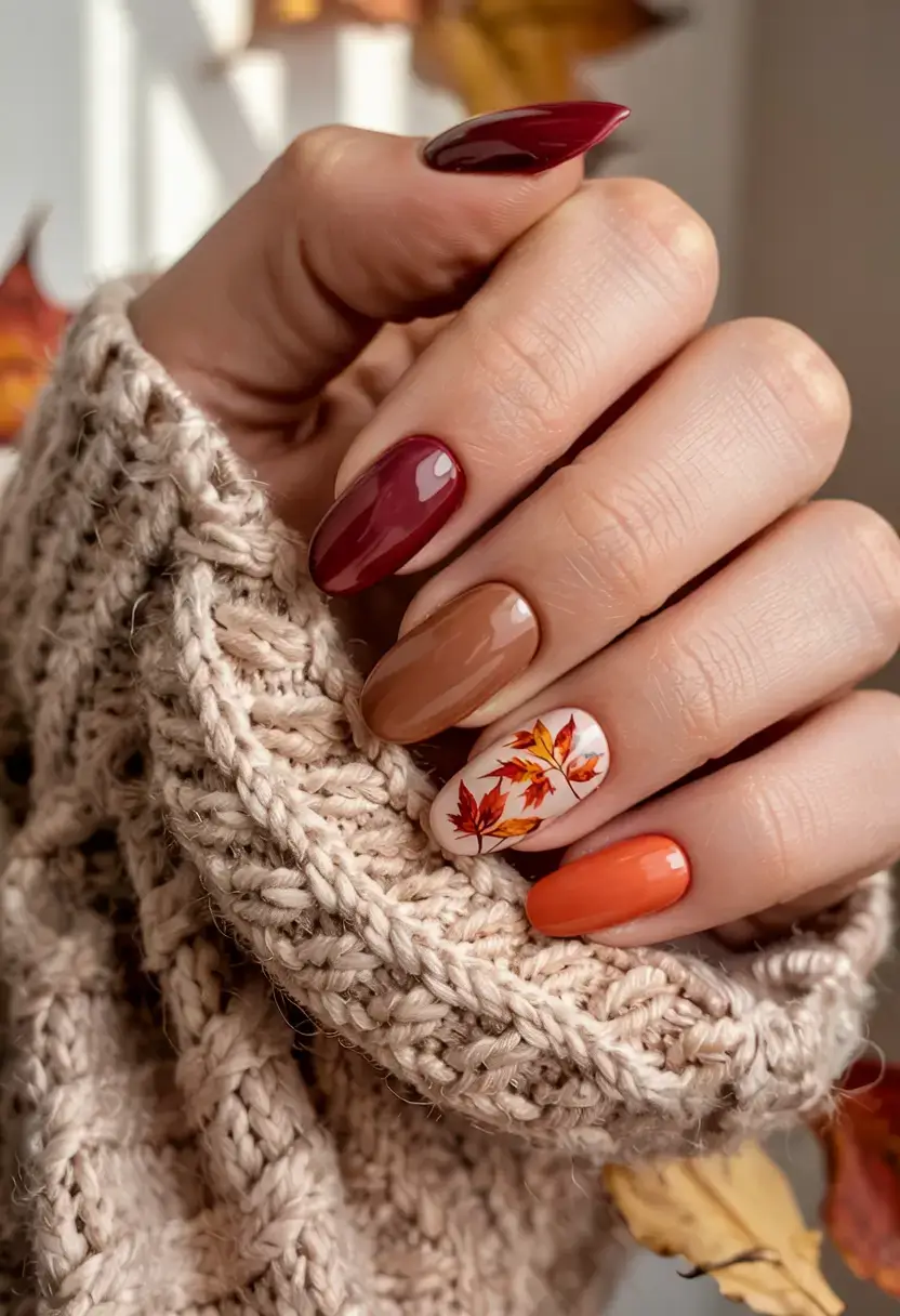 september nails design fall trends for 2025 Sweater Weather Gradient