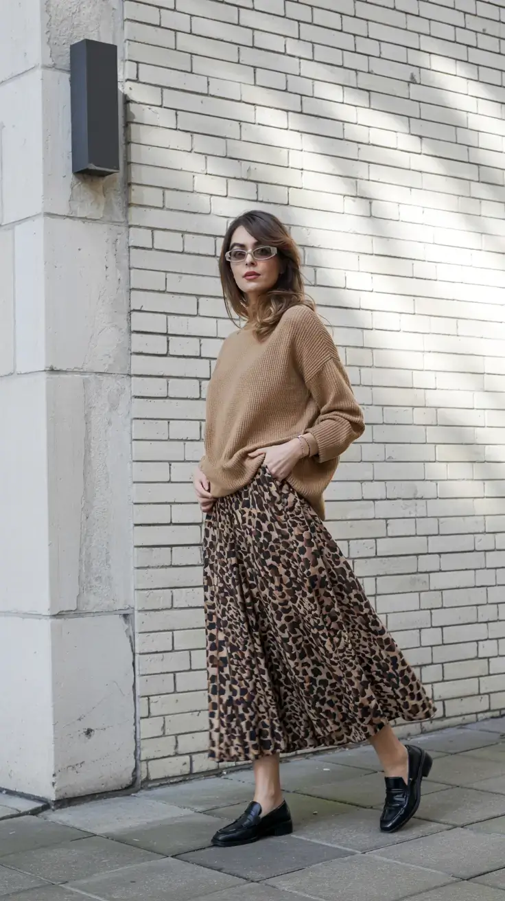 september outfits ideas 2025 Muted Leopard & Cozy Layers