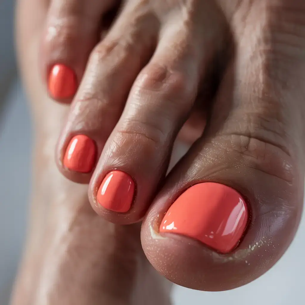 september toe nails ideas 2025 Juicy Coral Cream