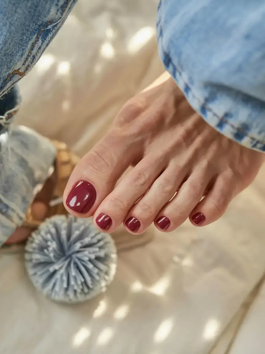 september toe nails ideas 2025 Classic Berry Gloss