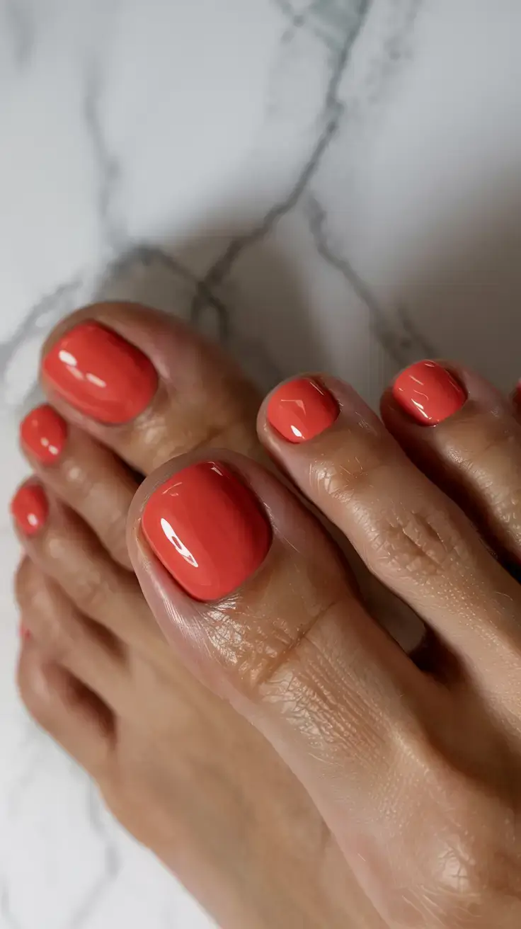 september toe nails ideas 2025 Sunset Coral Vibes