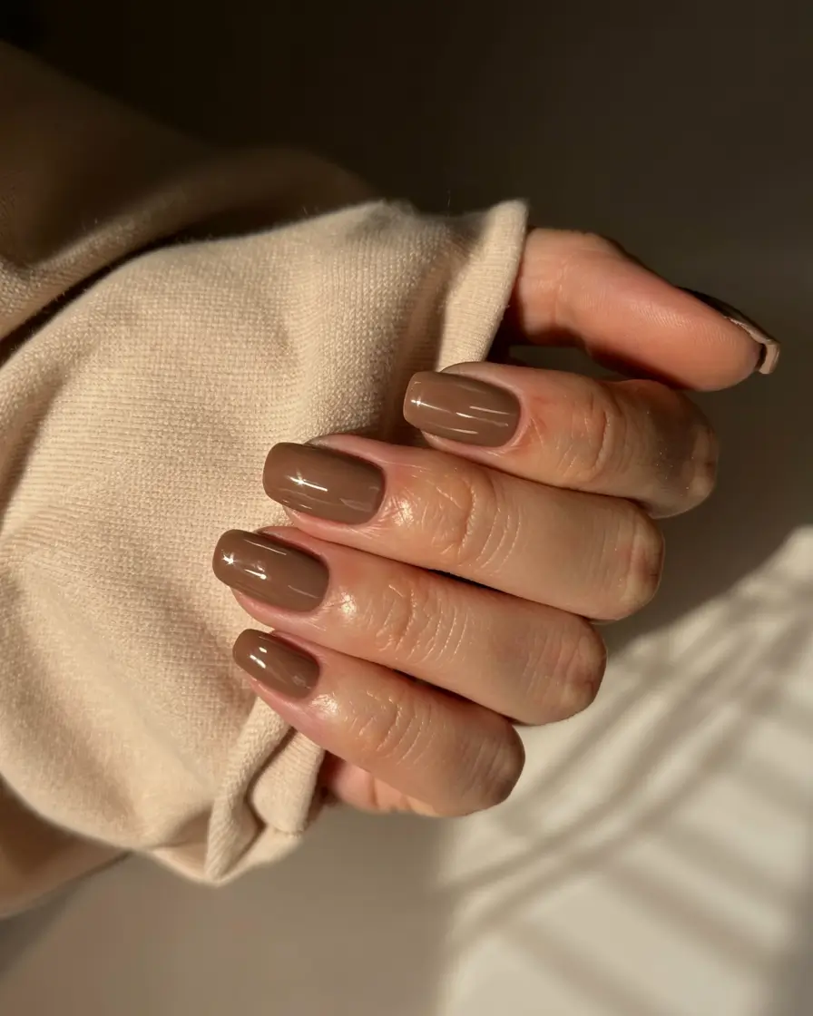 subtle fall nails 2025 Warm Taupe Simplicity