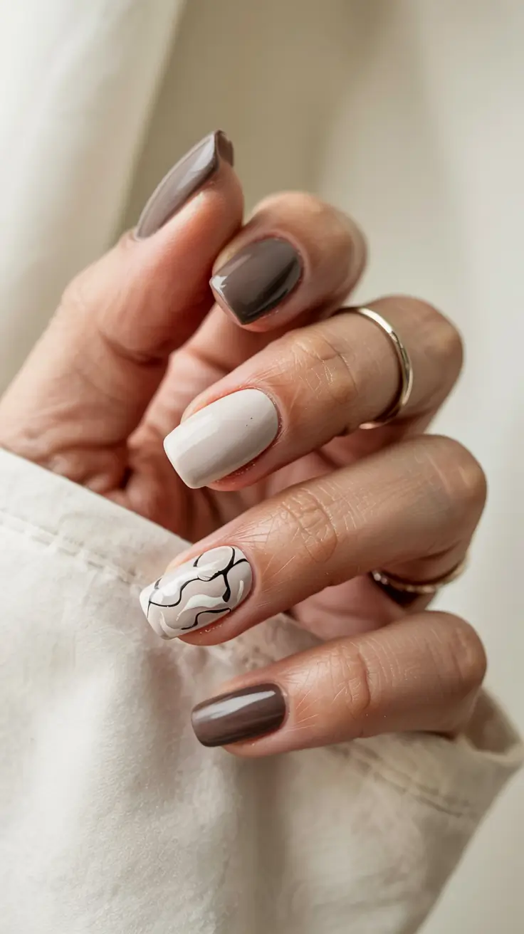 subtle fall nails 2025 Modern Neutral Waves