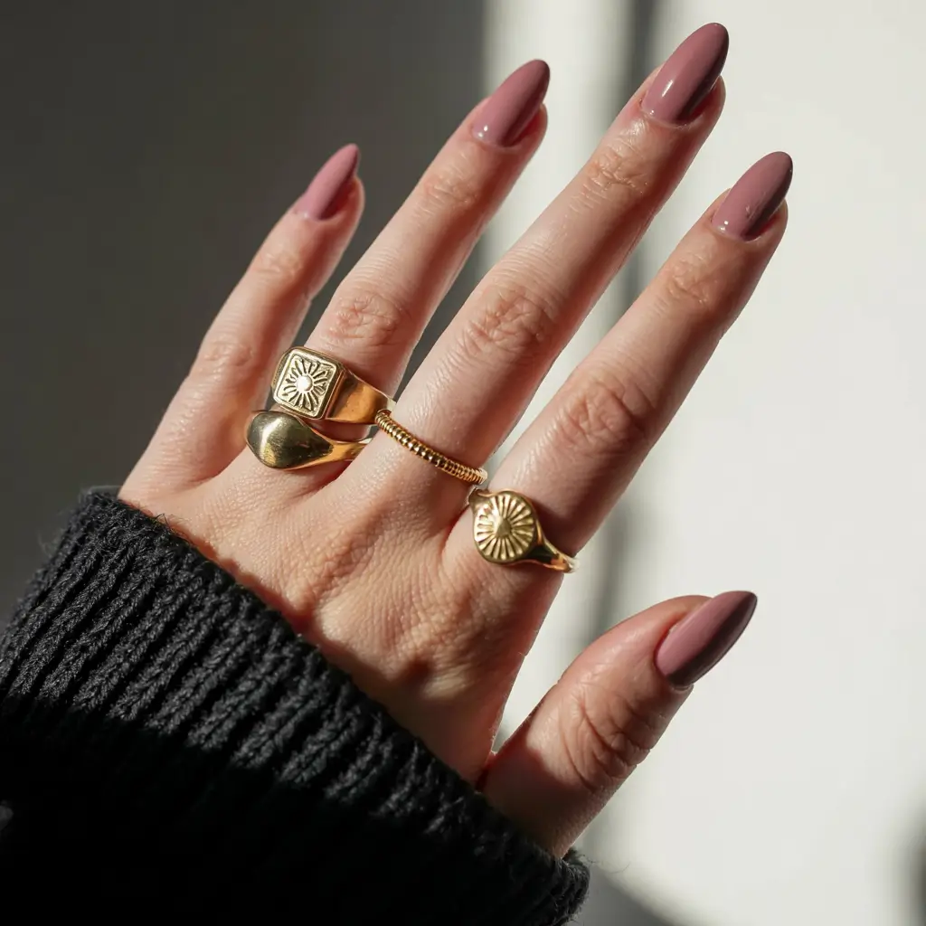 subtle fall nails 2025 Muted Mauve Statement