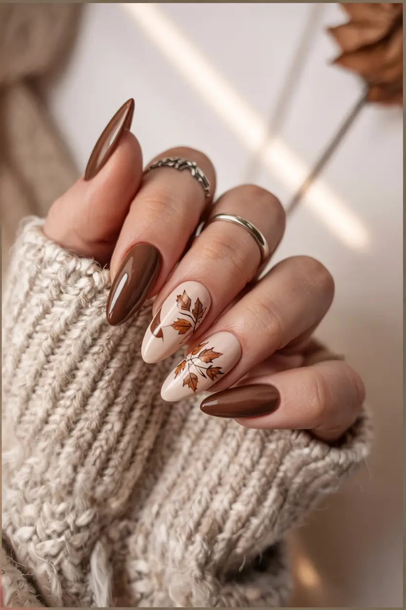 subtle fall nails 2025 Maple Elegance