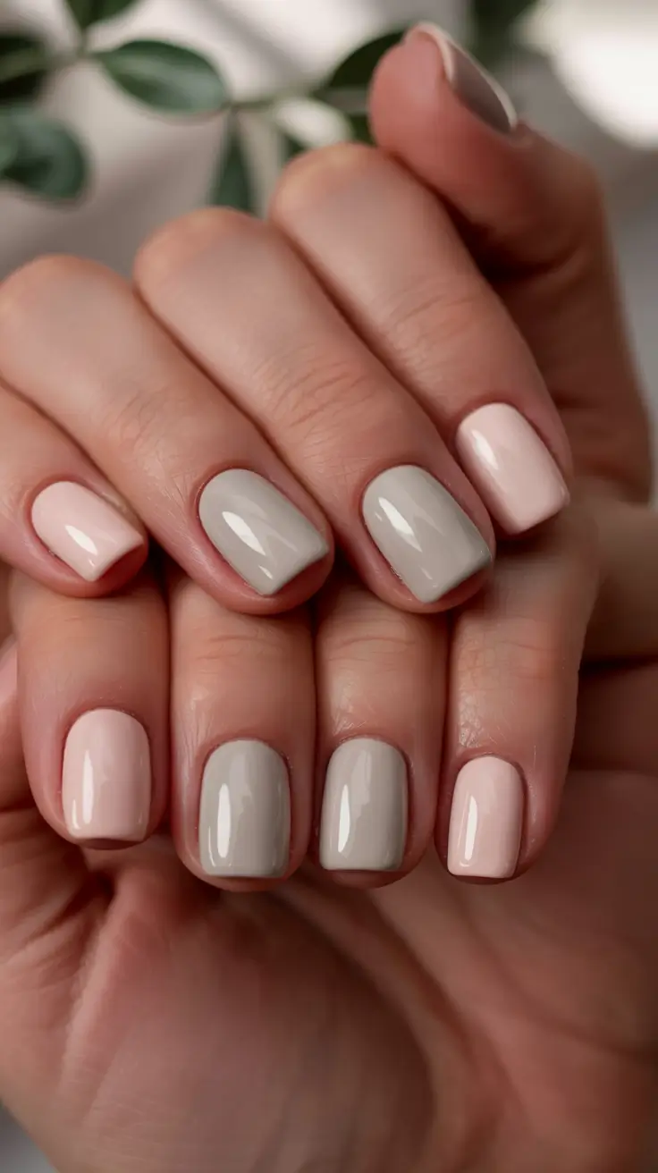 subtle fall nails 2025 Two-Tone Cashmere