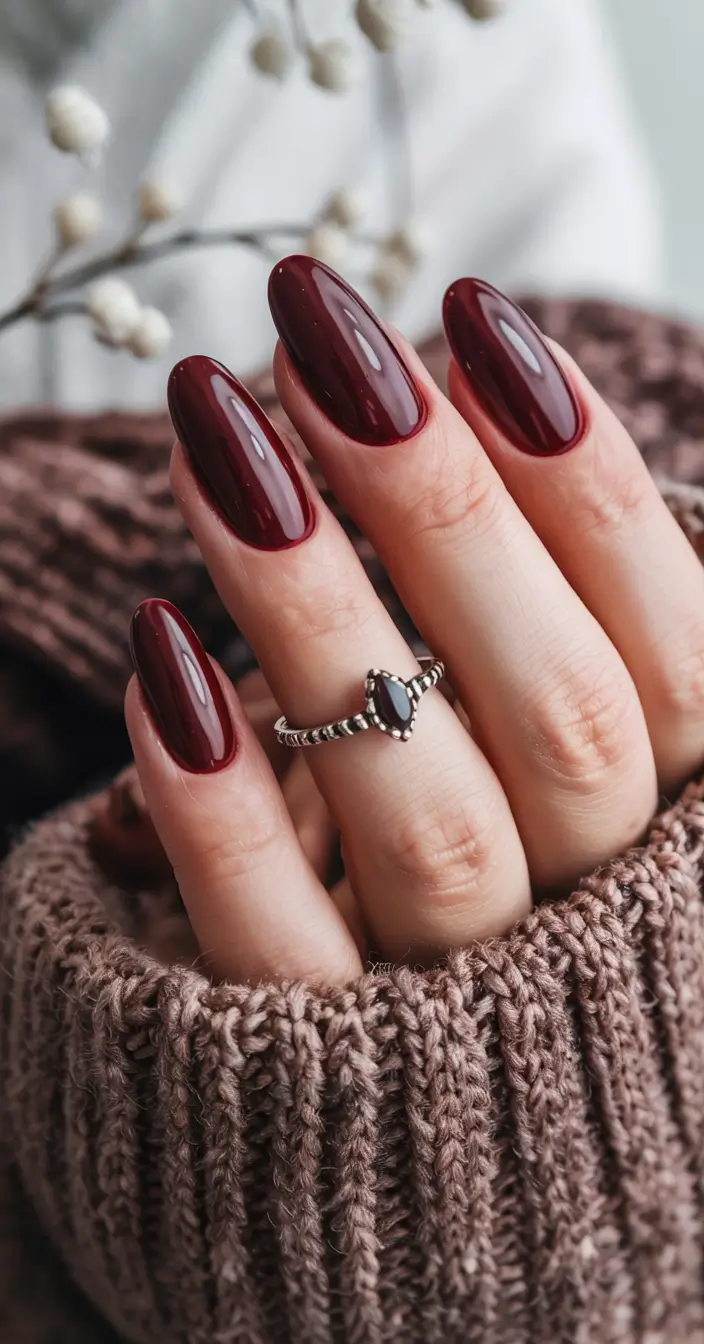 subtle fall nails 2025 Classic Merlot Gloss