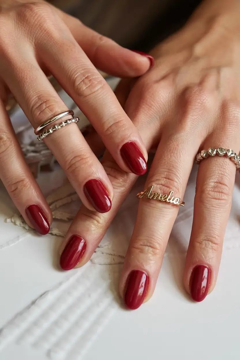 subtle fall nails 2025 Cherry Red Simplicity