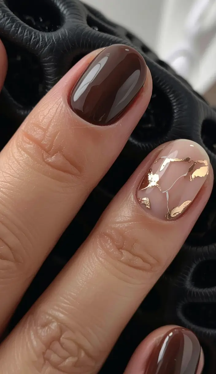 subtle fall nails 2025 Molten Foil Accent