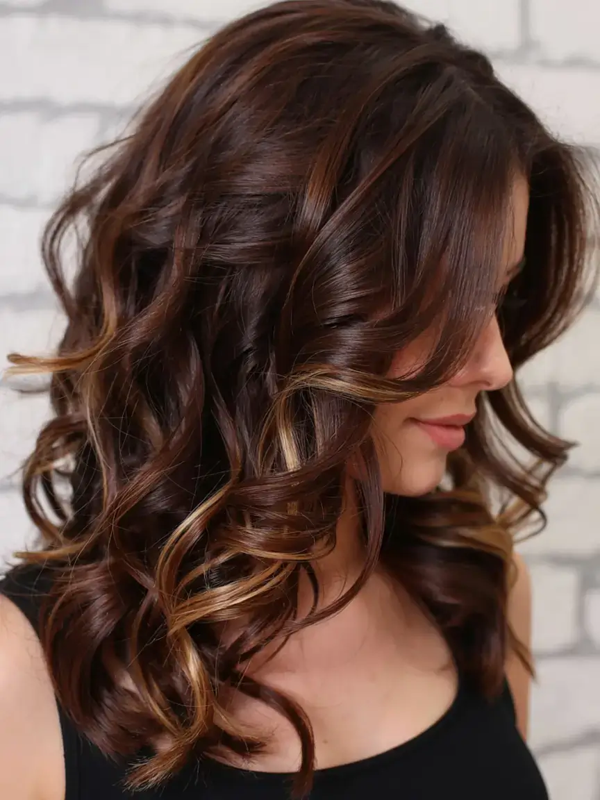 best fall 2025 hairstyles and color pairings Chocolate Waves with Honey Ribbons