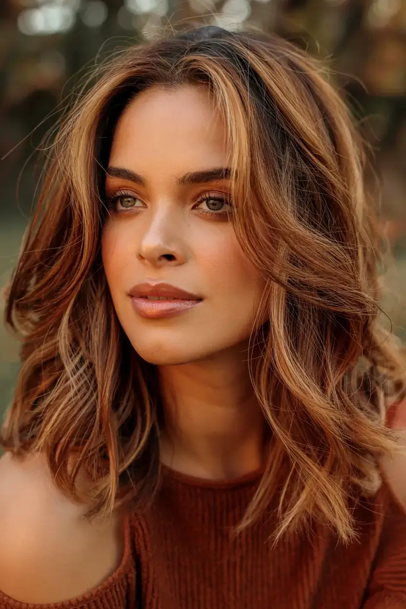 best fall 2025 hairstyles and color pairings Golden Brunette with Autumn Warmth