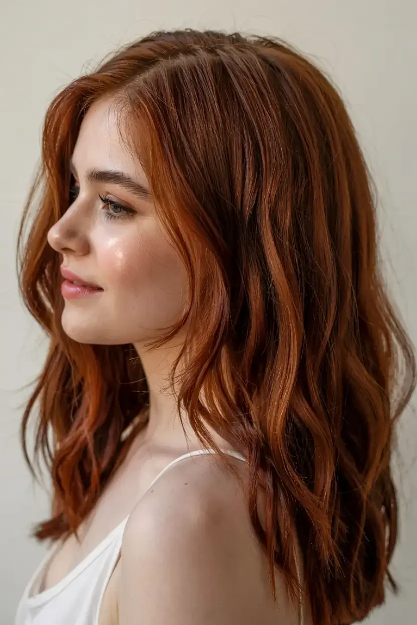 best fall 2025 hairstyles and color pairings Copper Auburn Waves