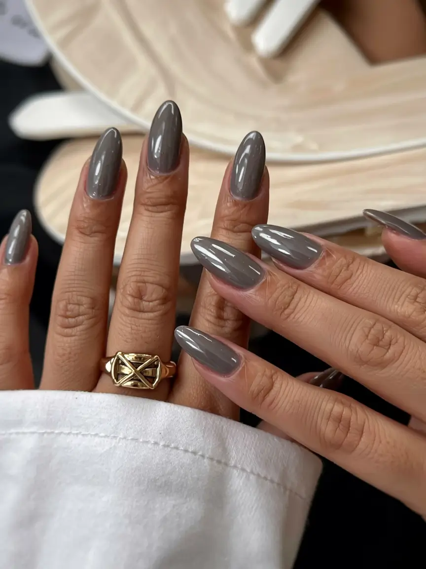 Best Fall & Winter Nail Colors Ideas 2025–2026 Steel Gray Edge
