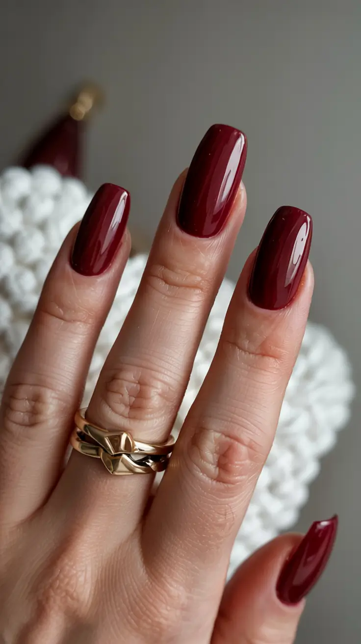 Best Fall & Winter Nail Colors Ideas 2025–2026 Classic Burgundy Glam