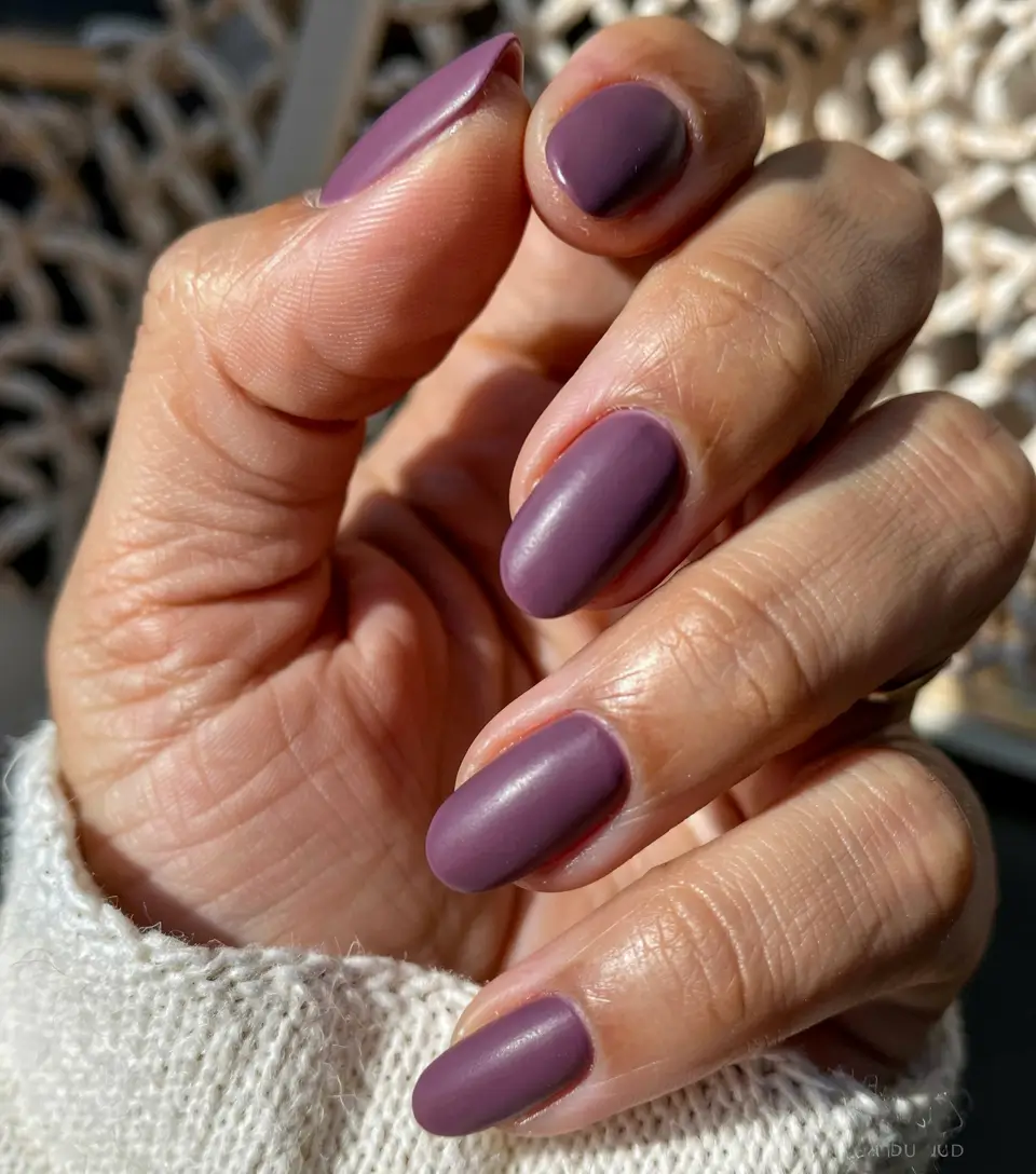 Best Fall & Winter Nail Colors Ideas 2025–2026 Matte Plum Charm