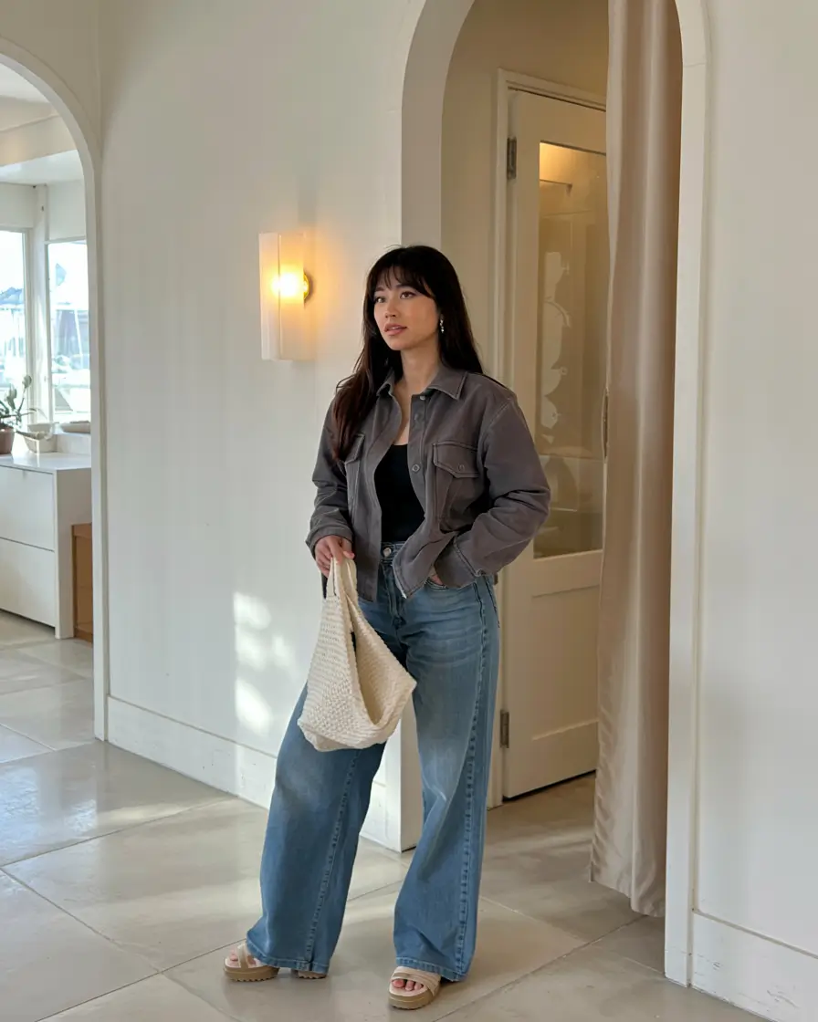 Relaxed denim draped jacket