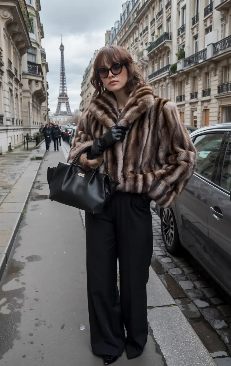 classy winter outfits ideas 2025 2026 Parisian Fur Glamour