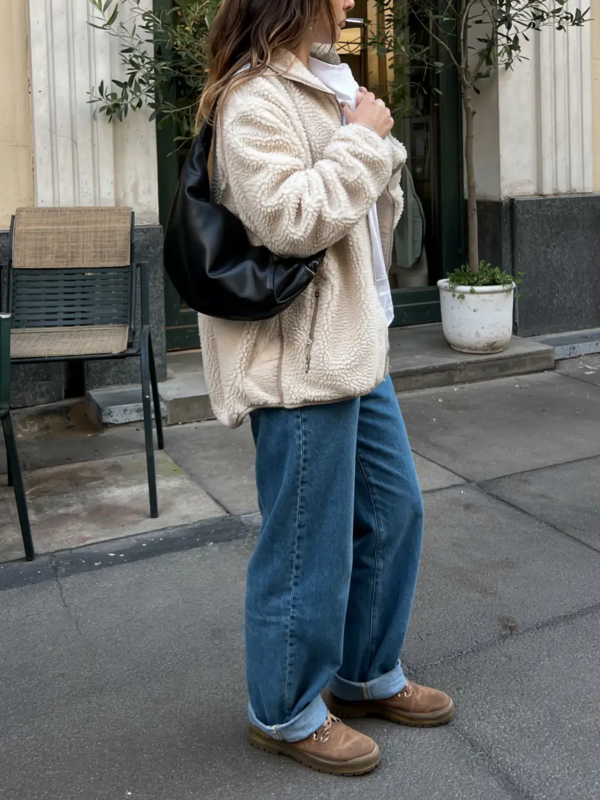 comfy winter outfits ideas 2025 2026 teddy texture cool