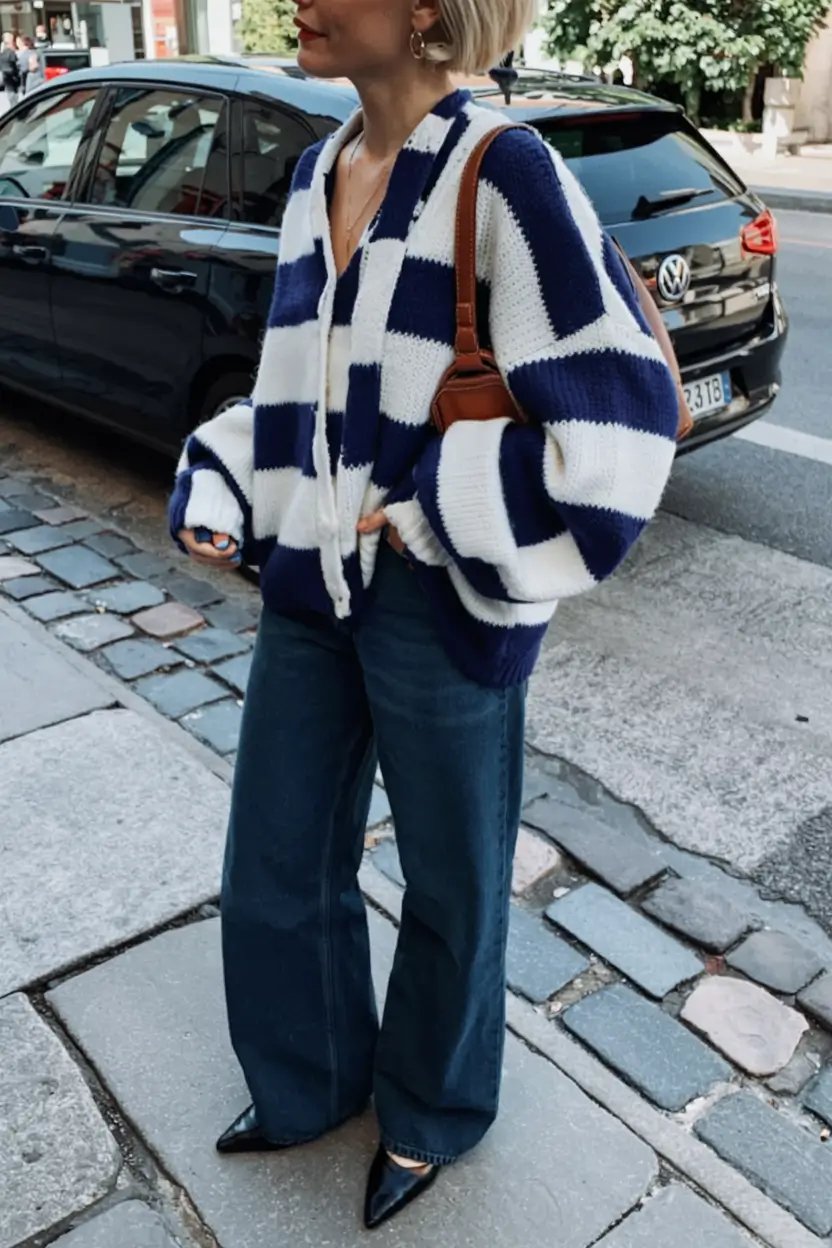 comfy winter outfits ideas 2025 2026 stripes boldness
