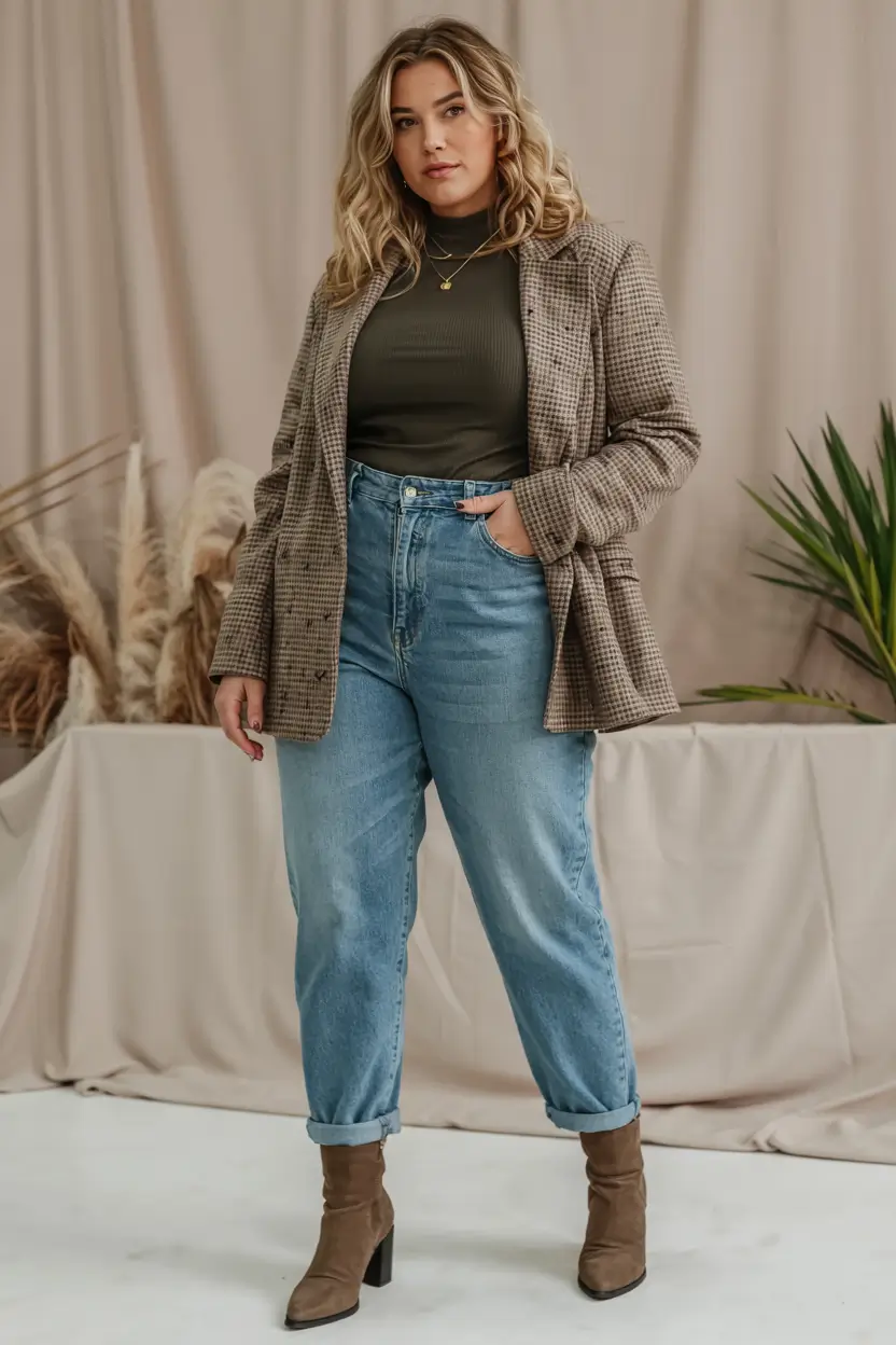 curvy winter outfits 2025 2026 Smart-Casual with a Touch of Masculine Charm