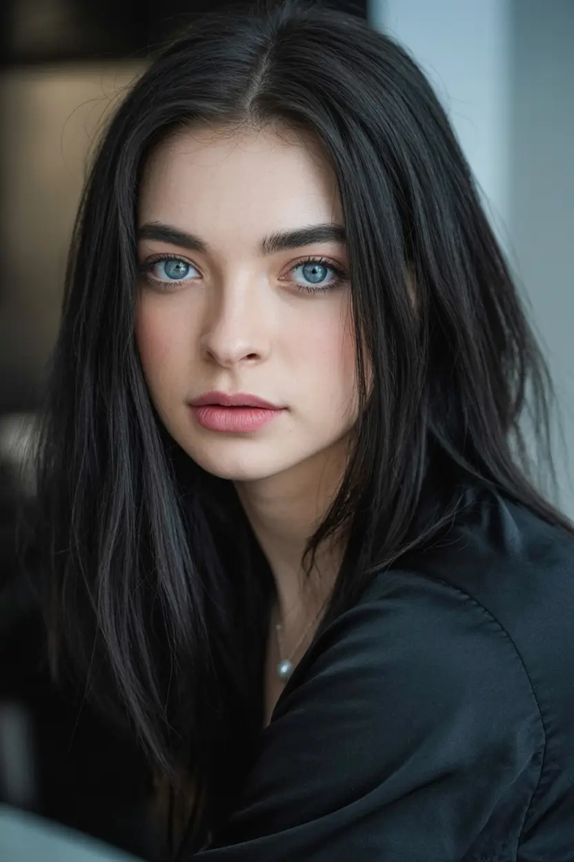 dark winter hair color ideas 2025 2026 Midnight Raven Straight