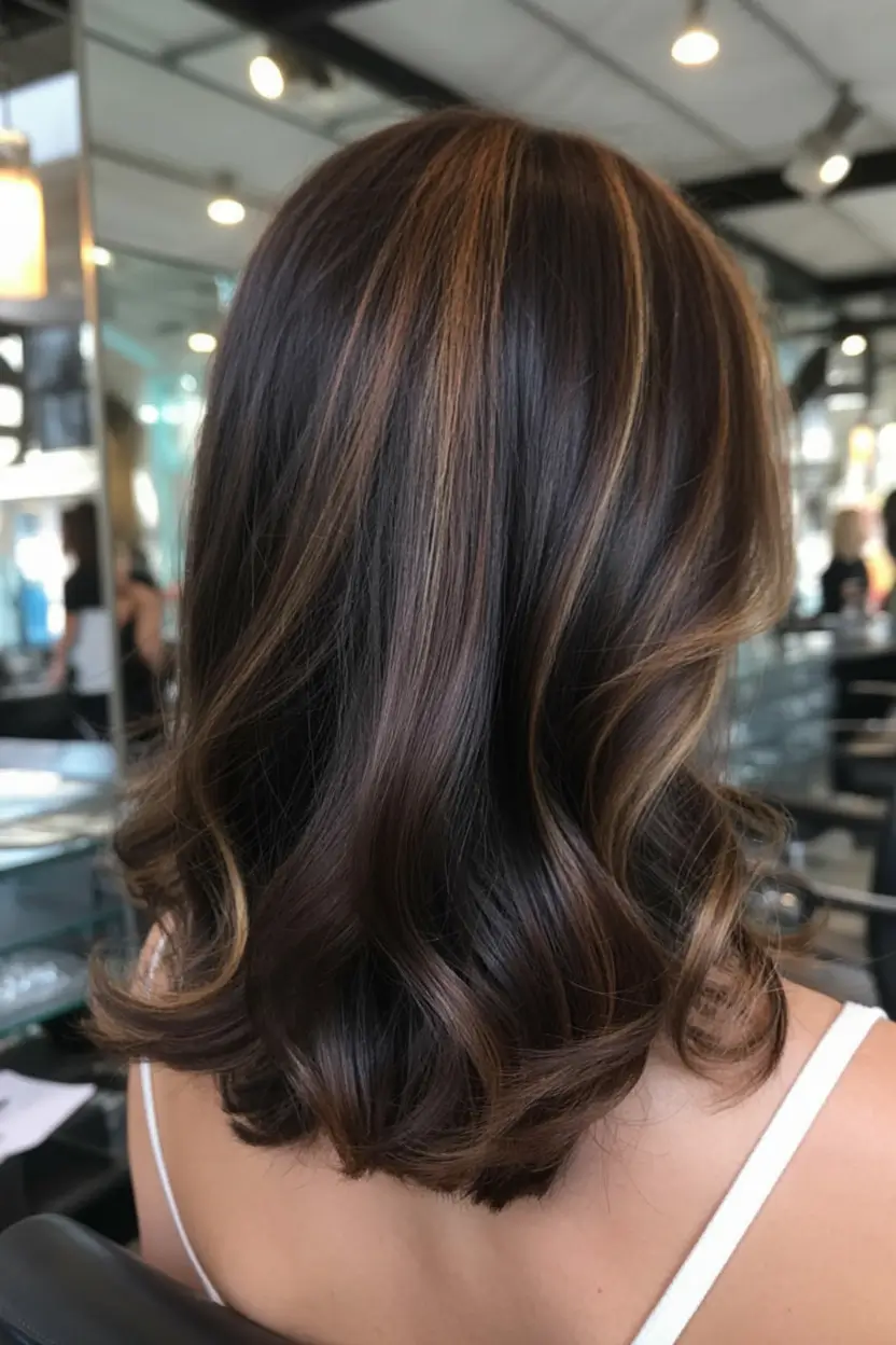 dark winter hair color ideas 2025 2026 Golden Thread Brunette
