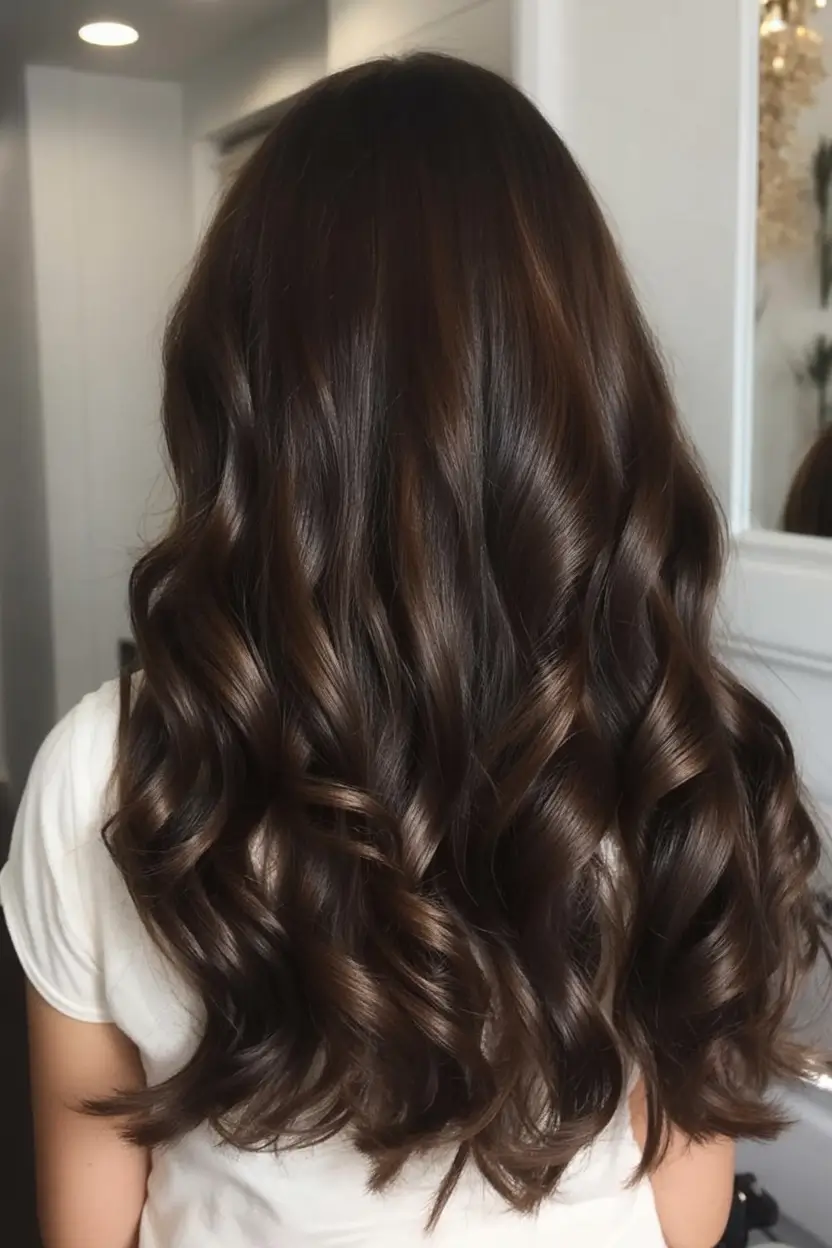 dark winter hair color ideas 2025 2026 Classic Brunette Shine