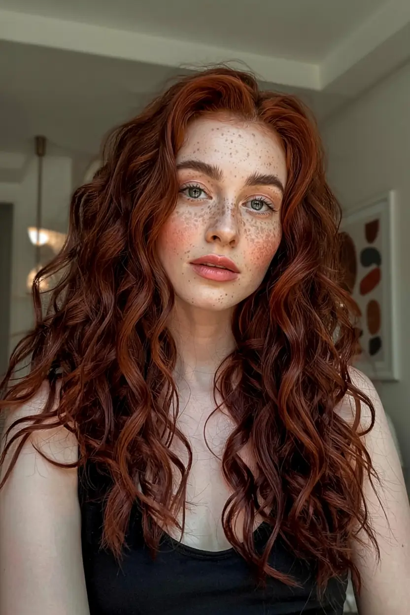 deep winter hair colors ideas 2025 2026 Copper Spice Curls