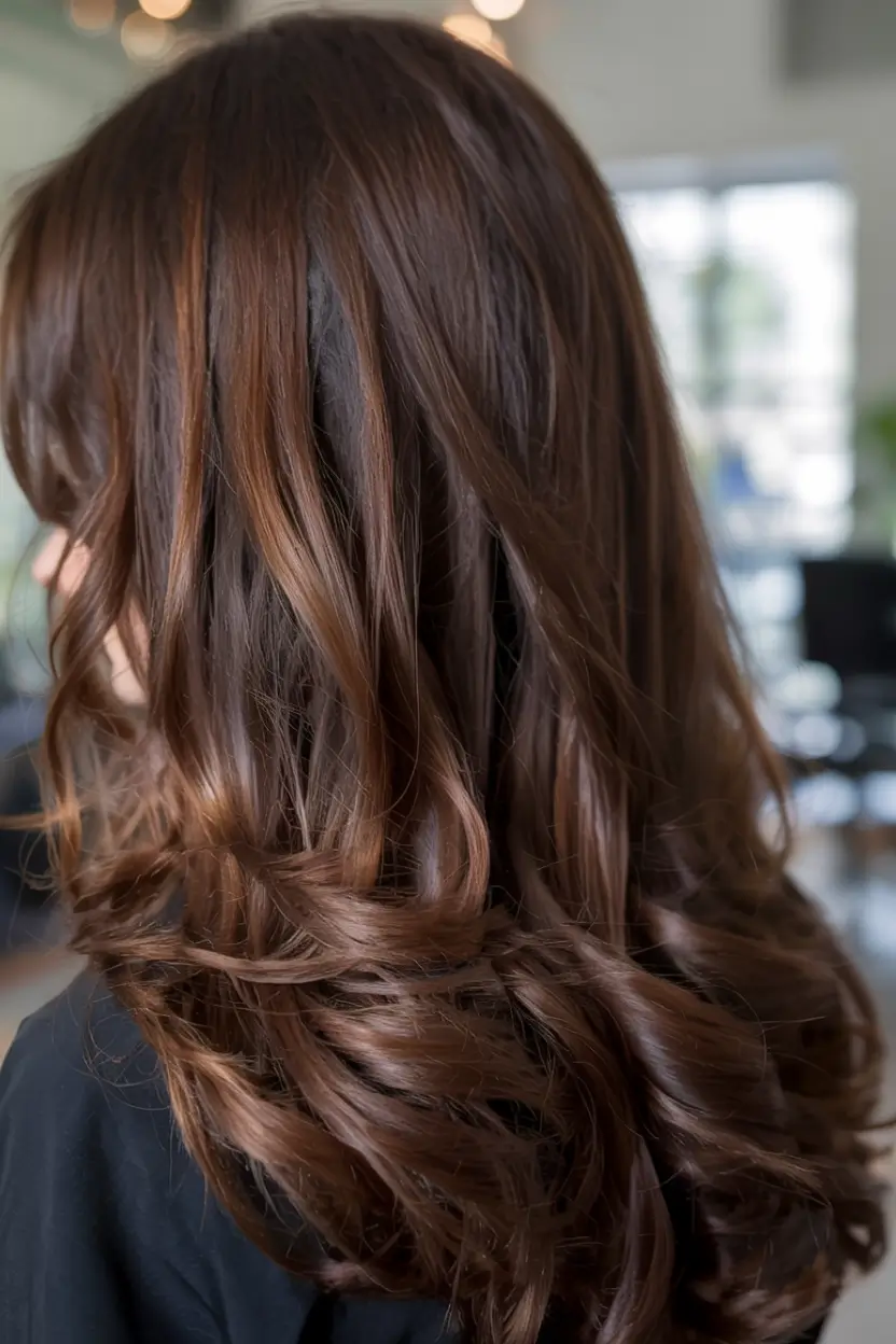 deep winter hair colors ideas 2025 2026 Caramel Ribbon Brunette
