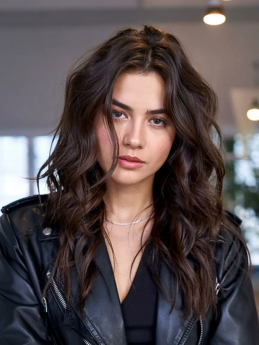 deep winter hair colors ideas 2025 2026 Inky Charcoal Waves