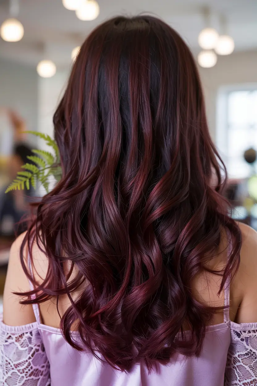 deep winter hair colors ideas 2025 2026 Berry-Toned Elegance