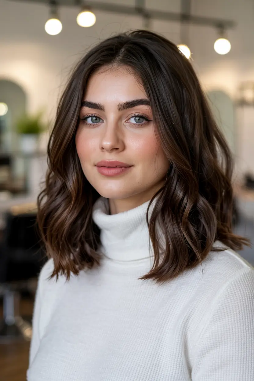 deep winter hair colors ideas 2025 2026 Chic Chocolate Lob