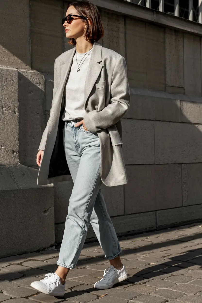 early winter outfits 2025 Grey Blazer Energy