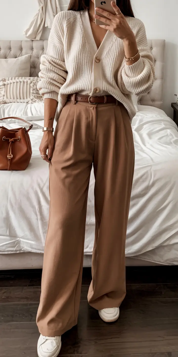 early winter outfits 2025 Refined Comfort in Cardigan Layers