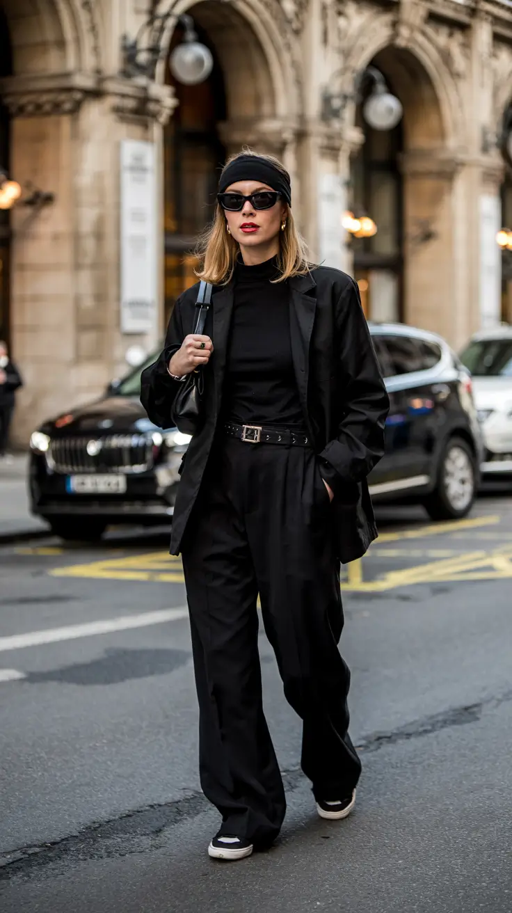 early winter outfits 2025 All-Black Power Look