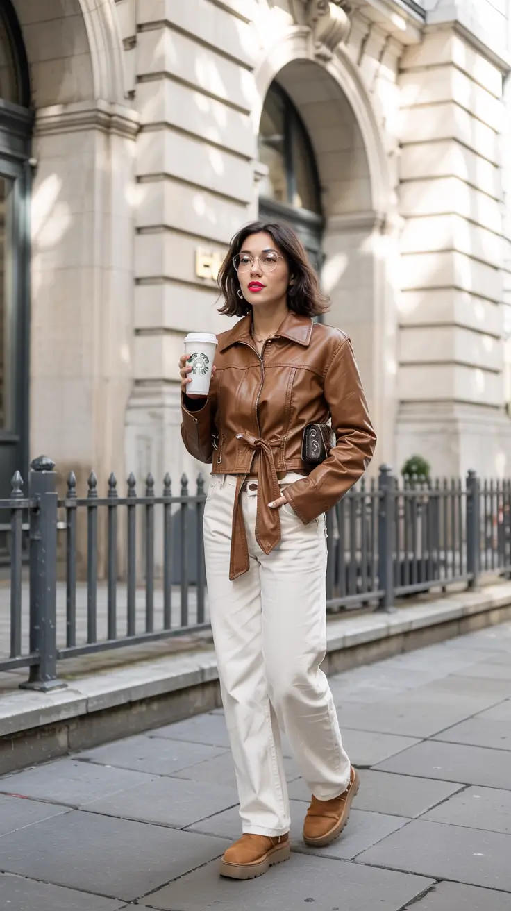 early winter outfits 2025 Casual Leather Chic