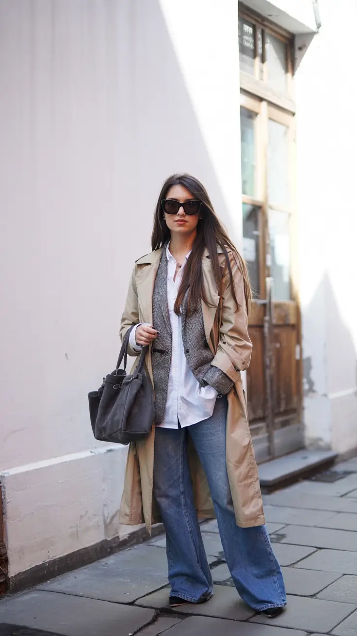 early winter outfits 2025 Classic Trench Reimagined
