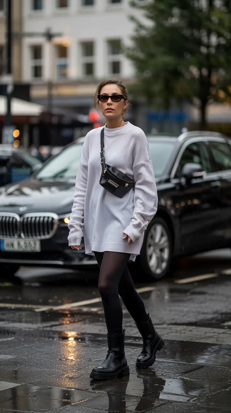 early winter outfits 2025 Minimalist Cool for Rainy Days