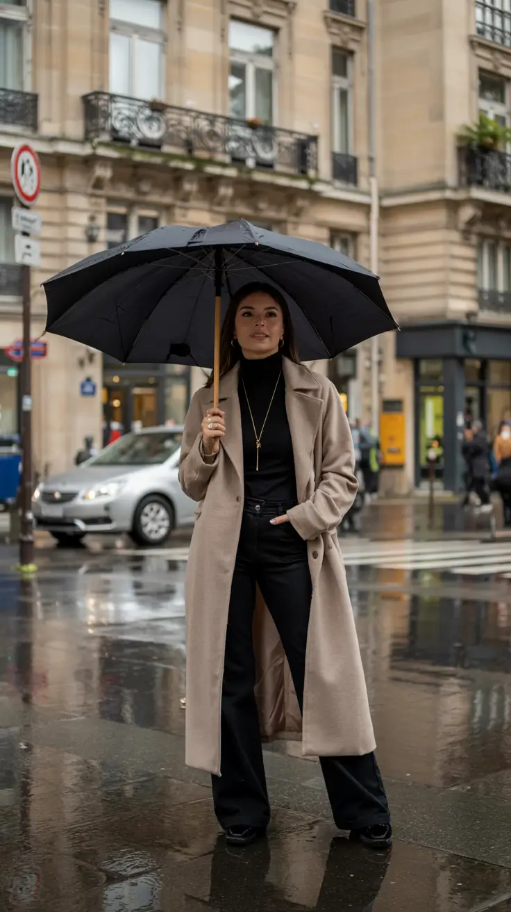 early winter outfits 2025 Rainy Day Sleekness