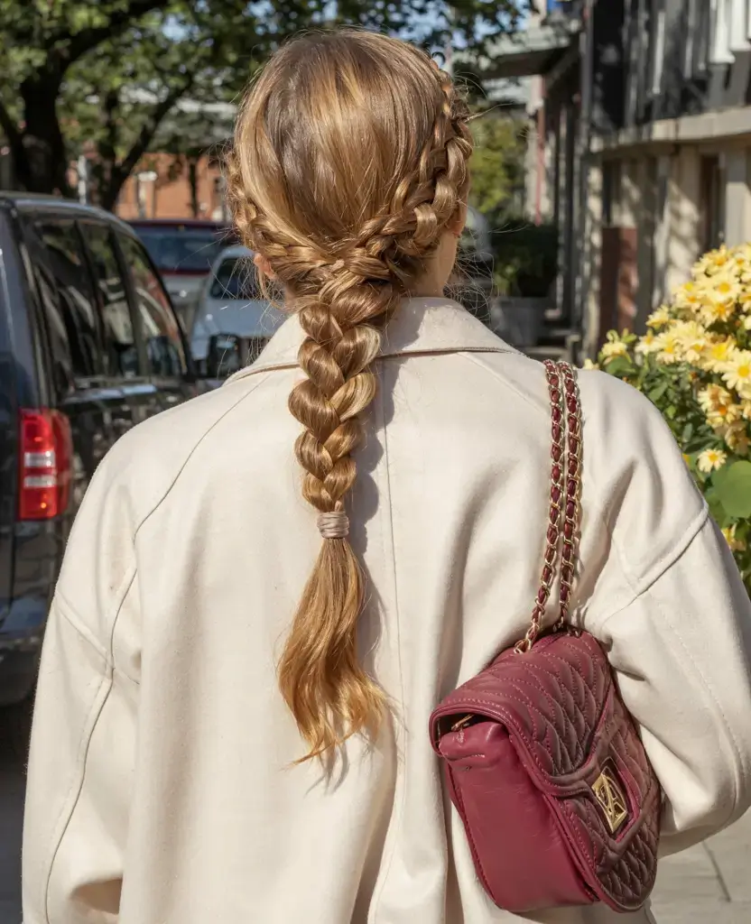 easy hairstyles for fall 2025 Crown Braids into a Tail