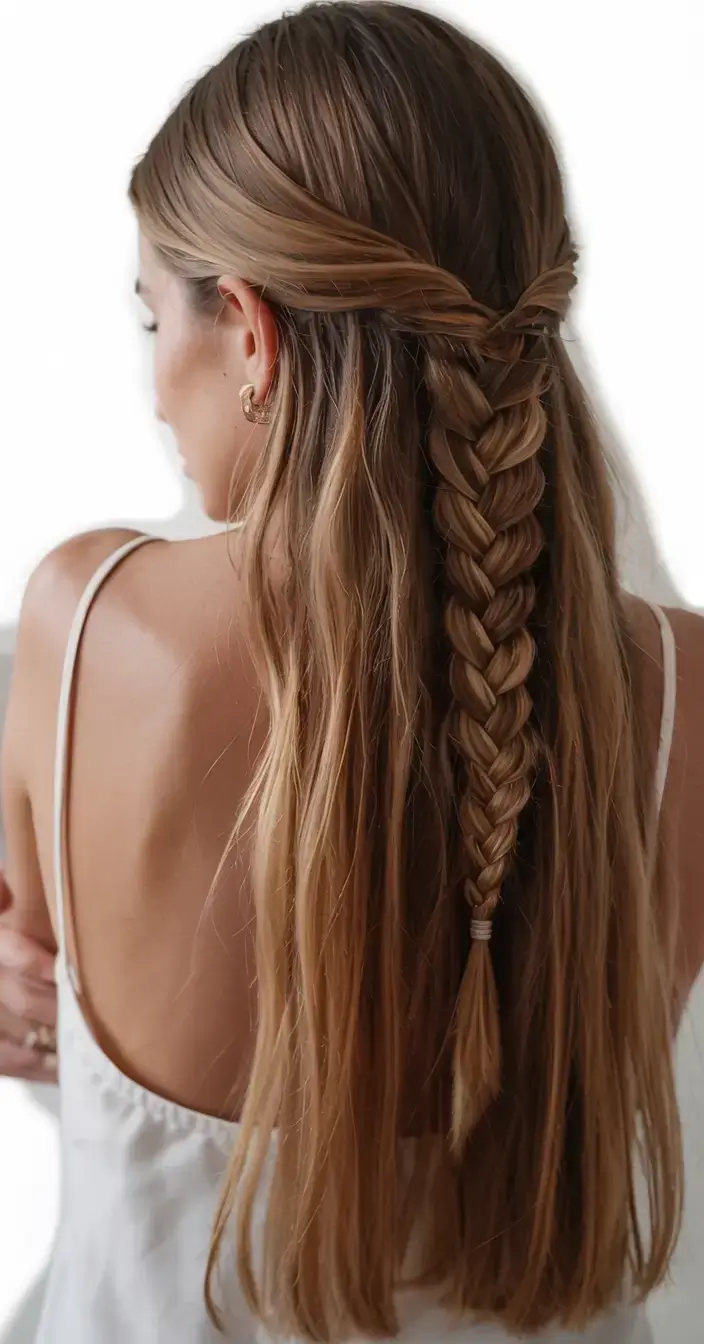 easy hairstyles for fall 2025 Twisted Half Braid