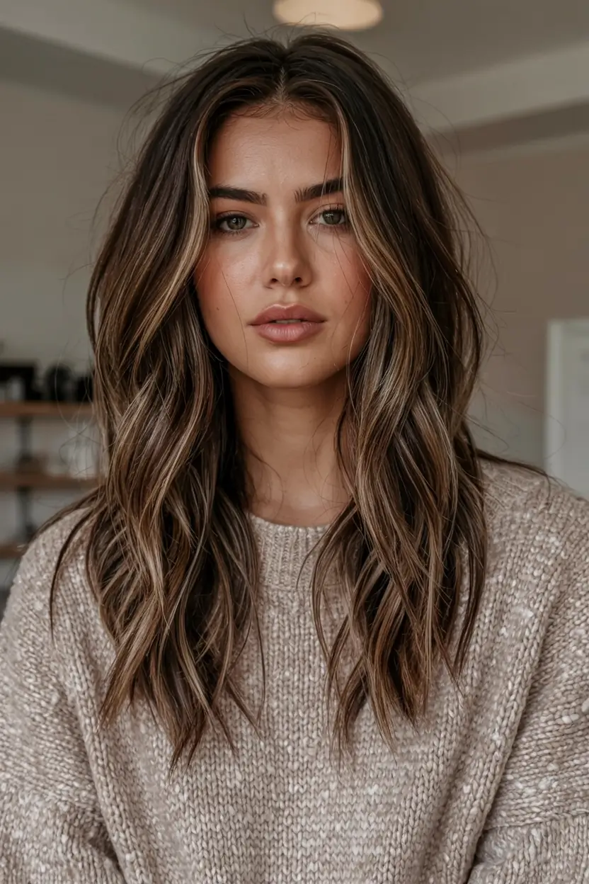 fall and winter haircuts ideas 20252026 Bronzed Layers with Natural Texture