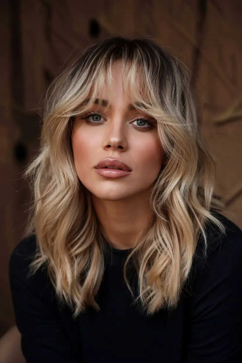 fall and winter haircuts ideas 20252026 Feathered Blonde Fringe