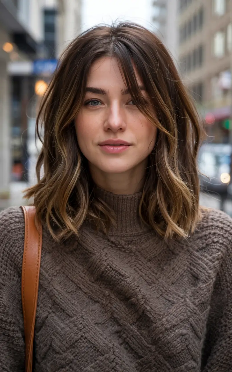 fall and winter haircuts ideas 20252026 Street-Style Lob with Soft Fringe
