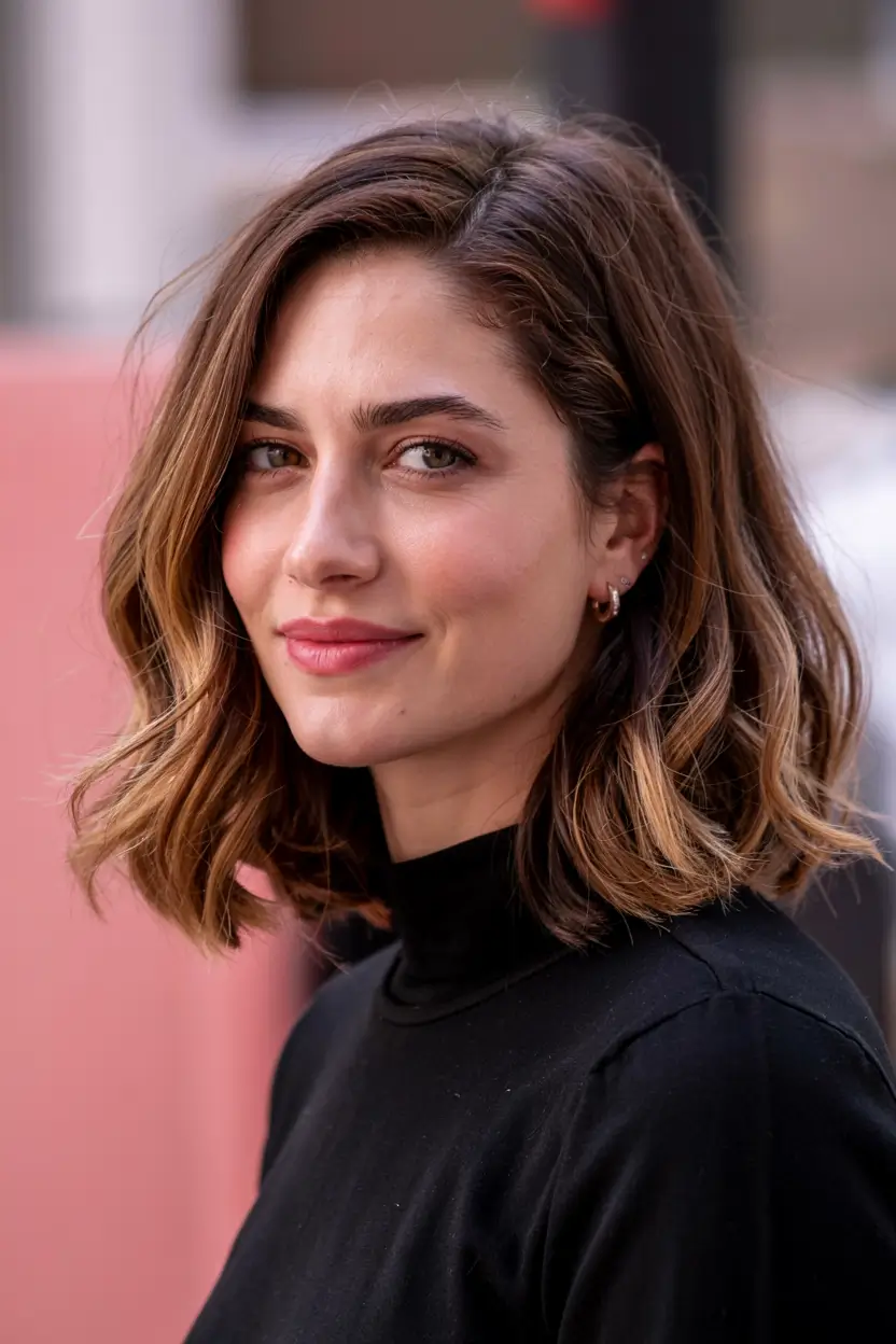 fall and winter haircuts ideas 20252026 Classic Winter Bob with Caramel Highlights