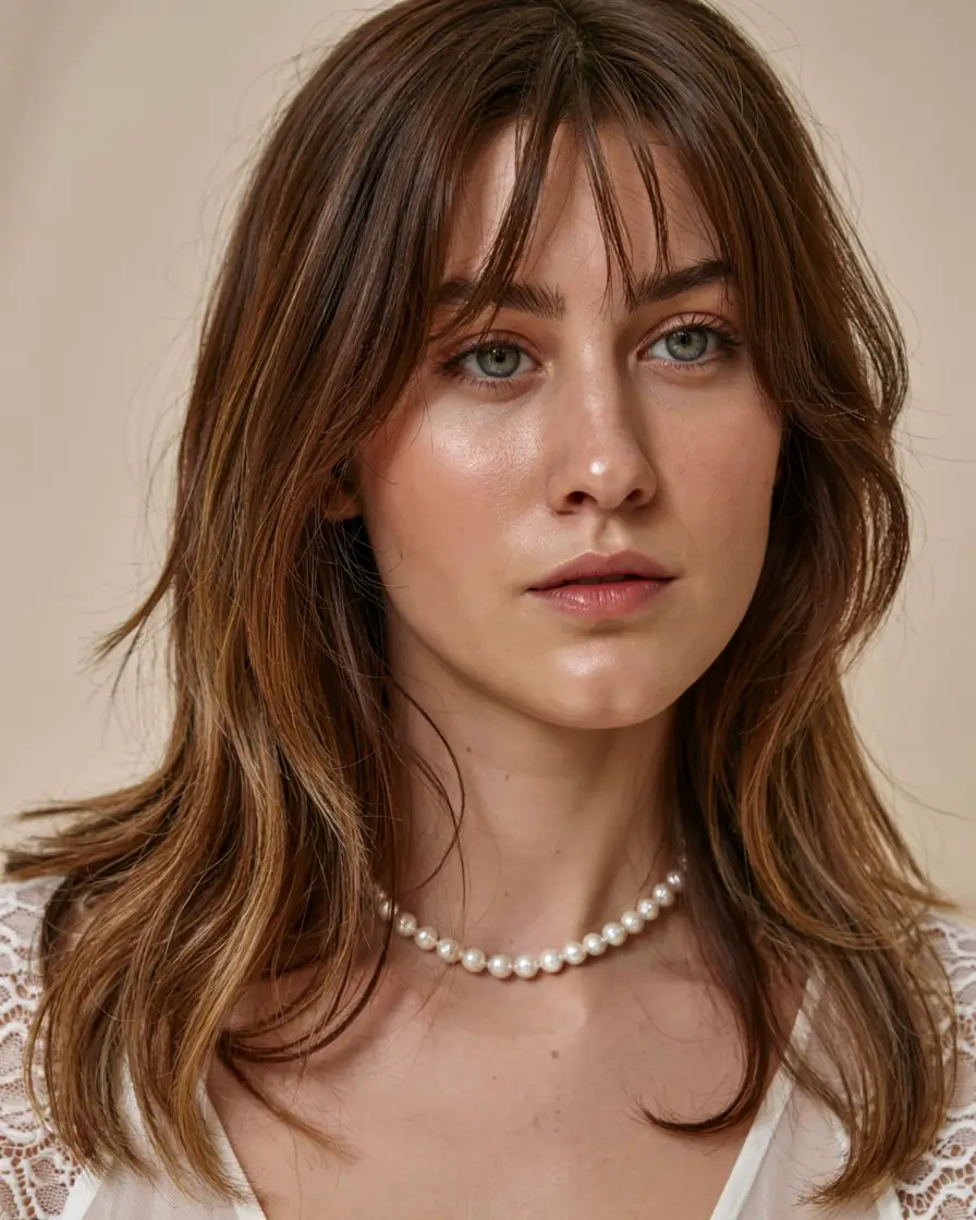 fall and winter haircuts ideas 2025 2026 Shaggy Lob with Curtain Bangs