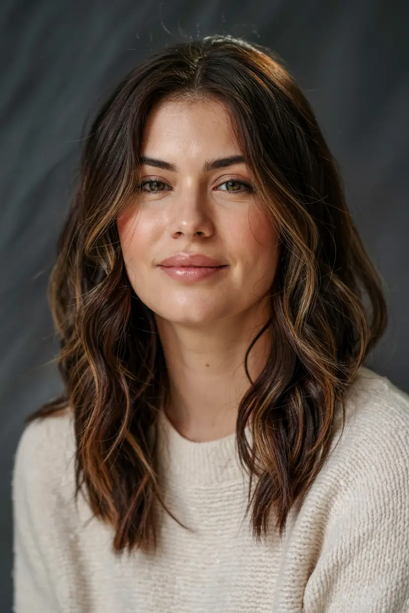 fall and winter haircuts ideas 2025 2026 Soft Waves with Face-Framing Highlights