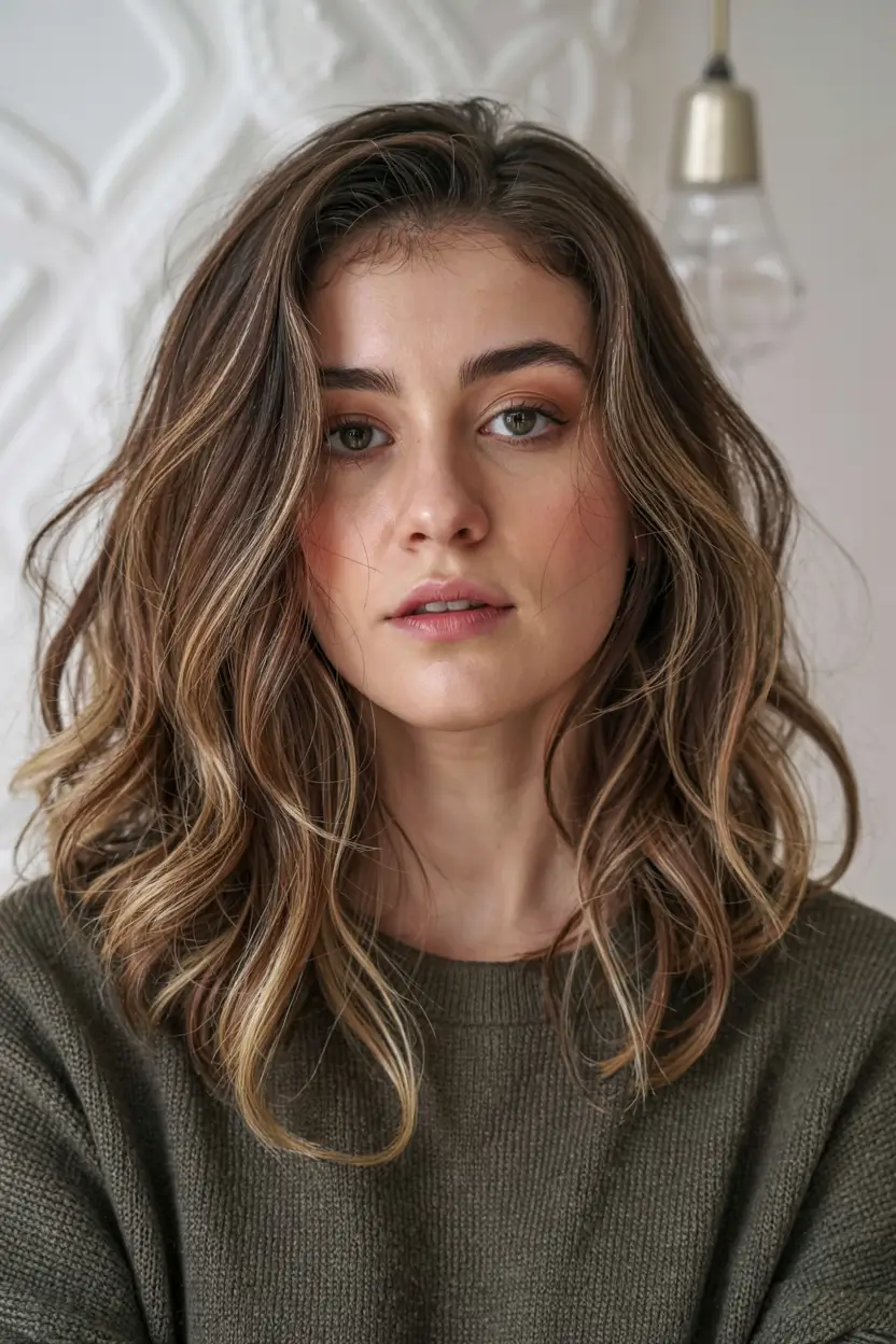 fall and winter haircuts ideas 2025 2026 Chic Long Bob with Honey Highlights