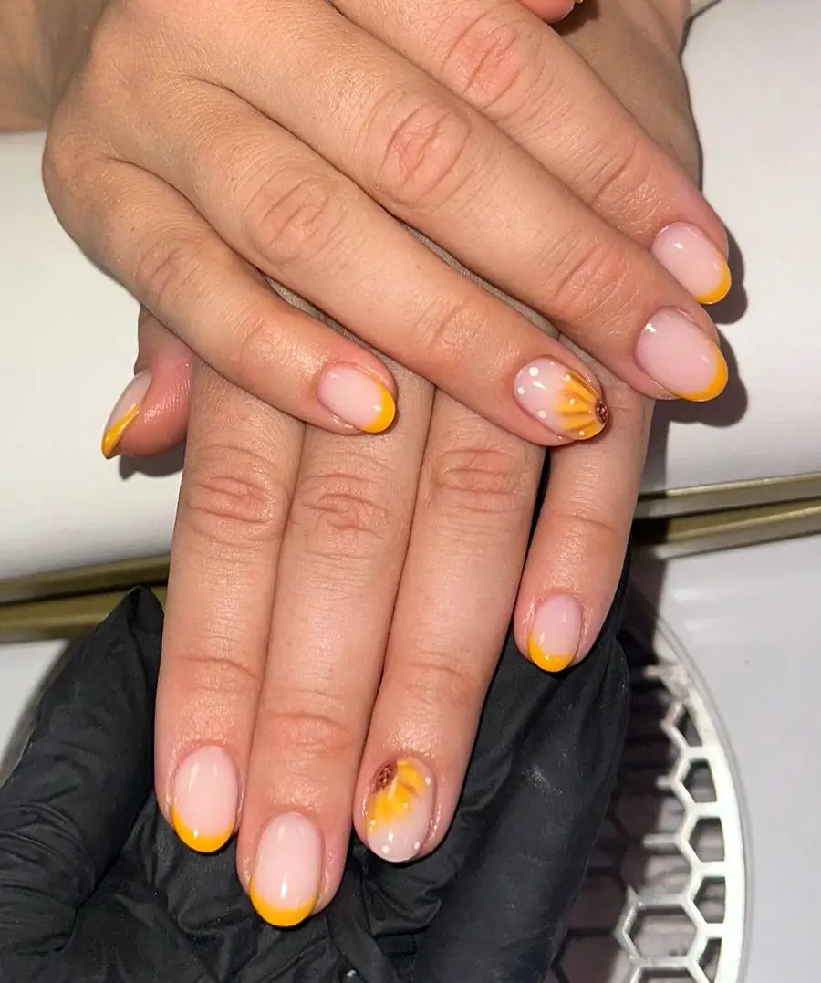 fall and winter nails ideas 20252026 Golden-Tipped Sunshine