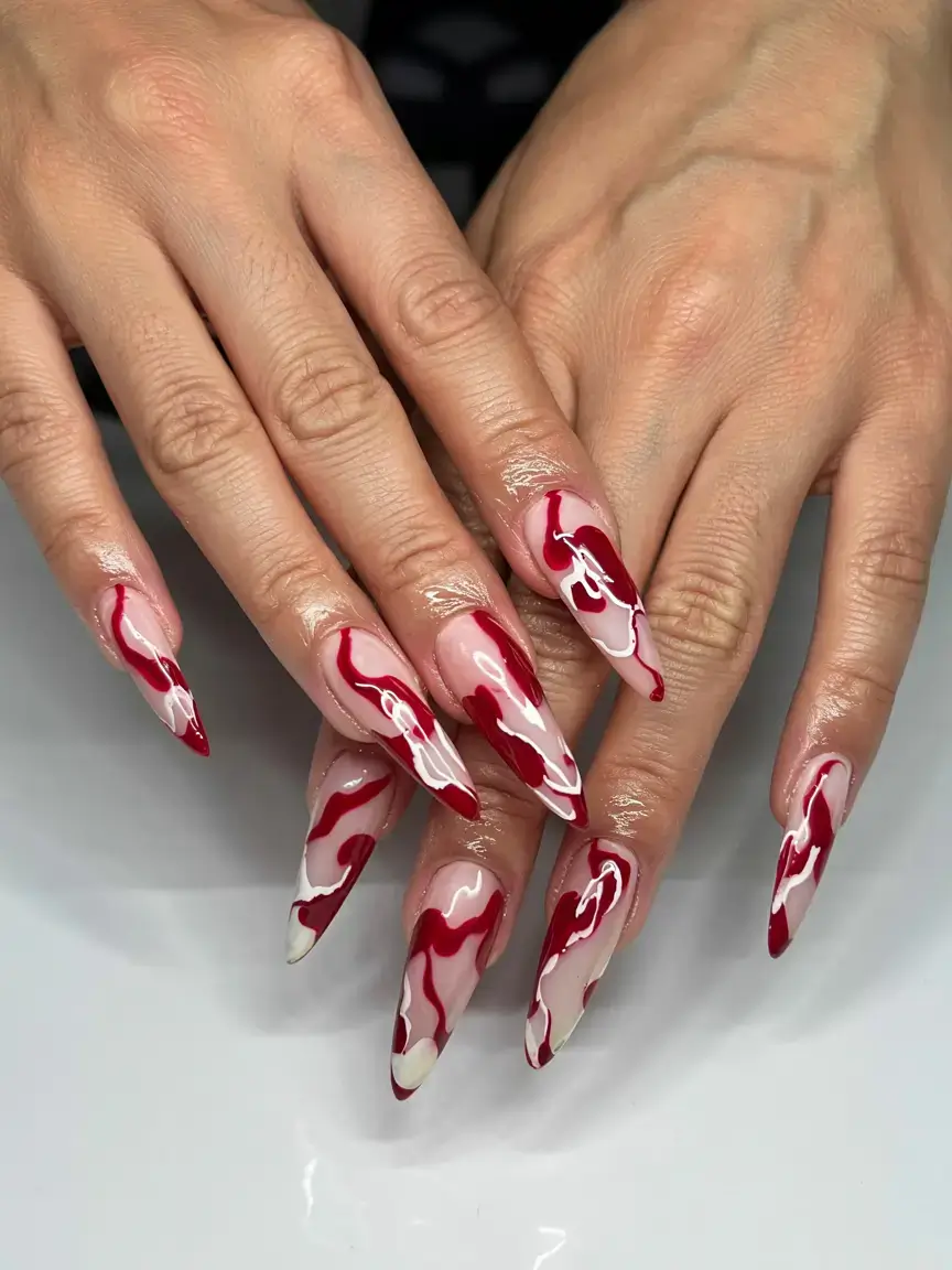 fall drip nails 2025 Crimson Waves